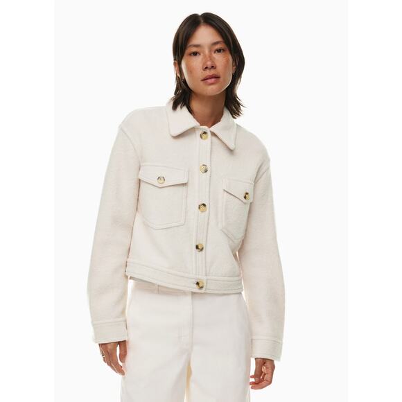 Wilfred Boiled Wool Autumn Shirt Jacket Small Cream Fall Shacket Button Trucker - Picture 1 of 12